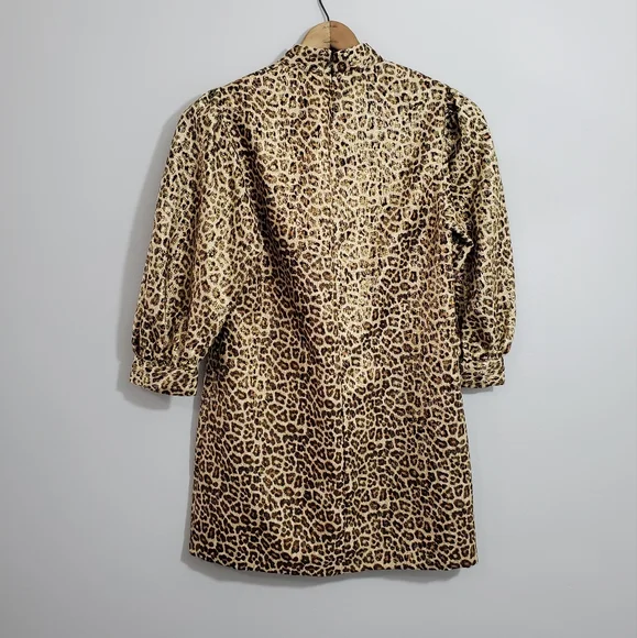 Zara Metallic Animal Print Long Sleeve Mini Dress - Picture 2 of 3